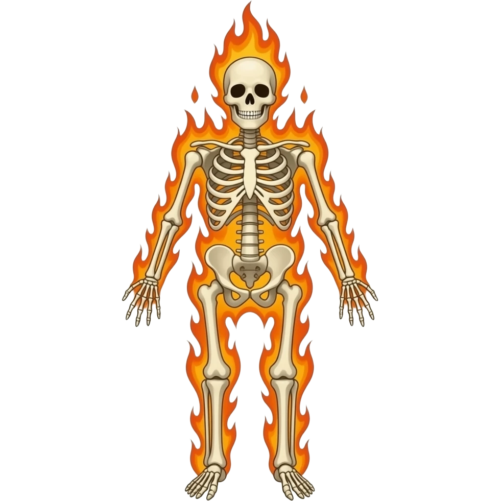 A burning skeleton emoji