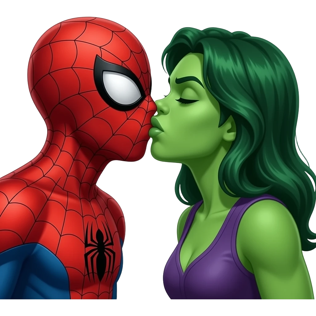 Spider man and hulk woman   kiss kiss creepy emoji