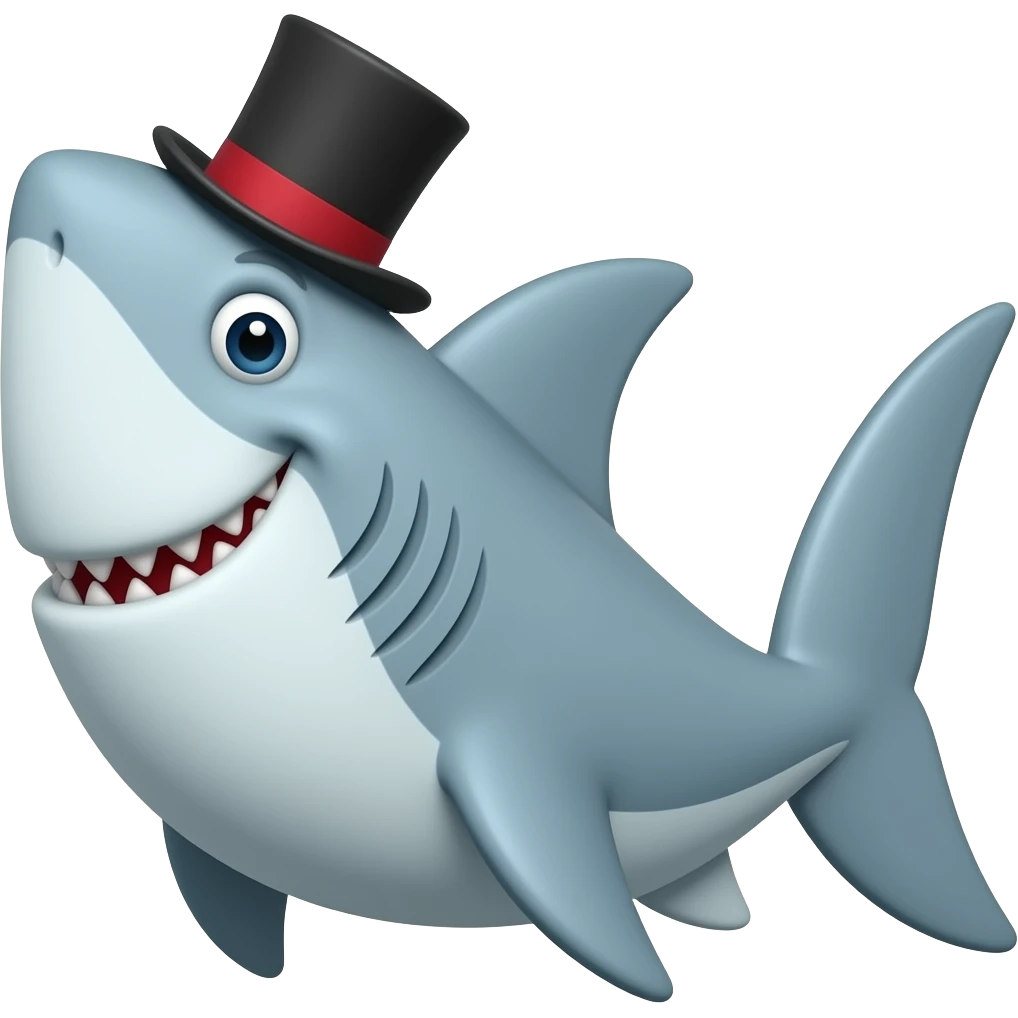 Shark with a top hat emoji