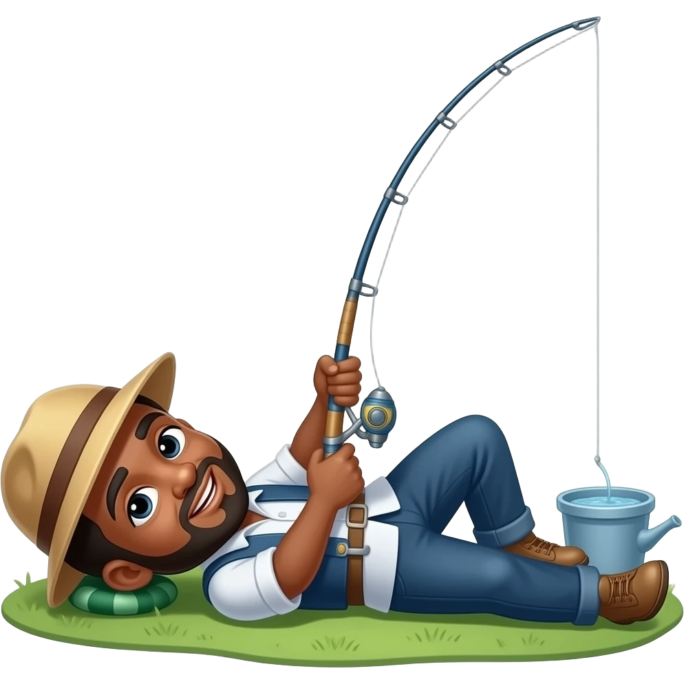 a black fishermen laying on the ground emoji