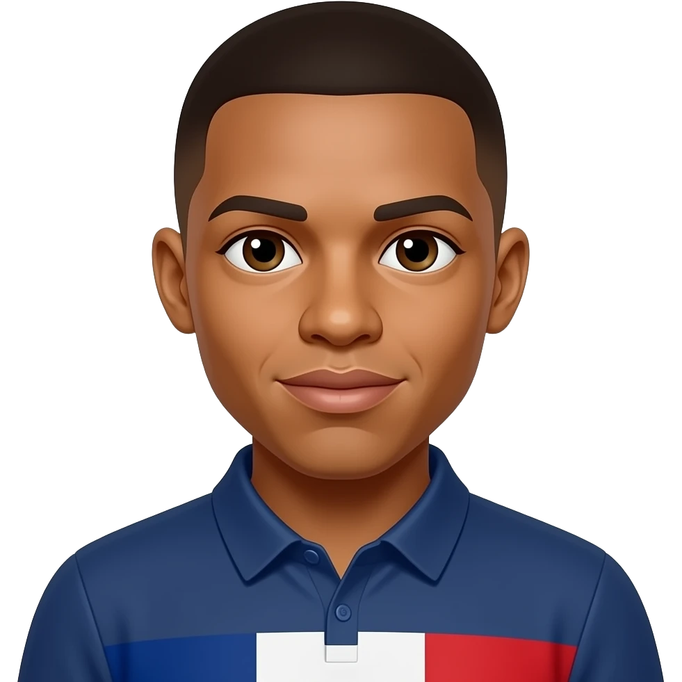 Realistic older Mbappe in france emoji