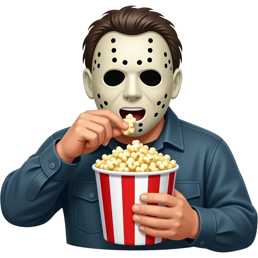 micheal myers mask eating bucket of popcorn emoji