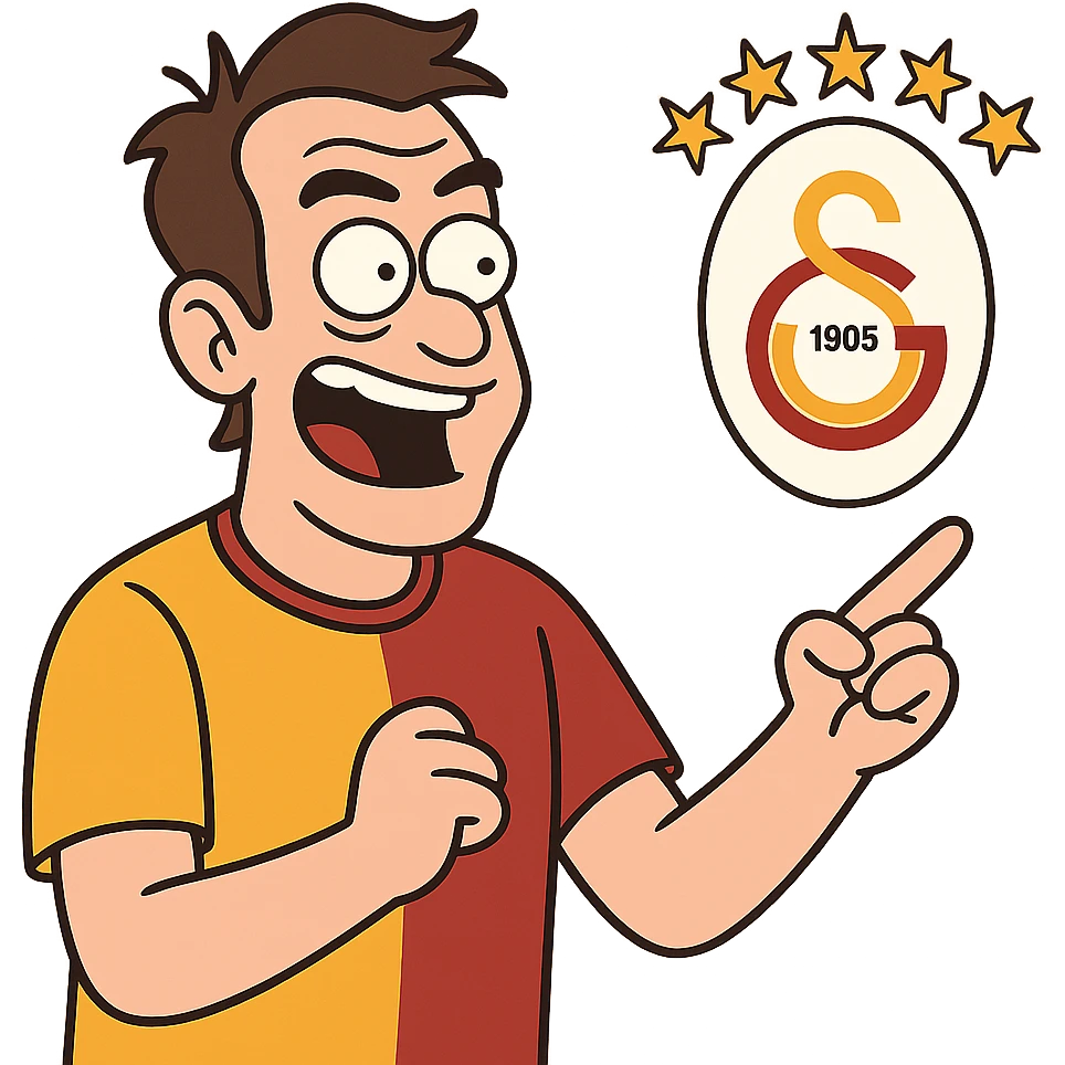 flat icon of Galatasaray emblem with five yellow stars above, using club's signature yellow and red colors, focused on clarity and recognizability emoji
