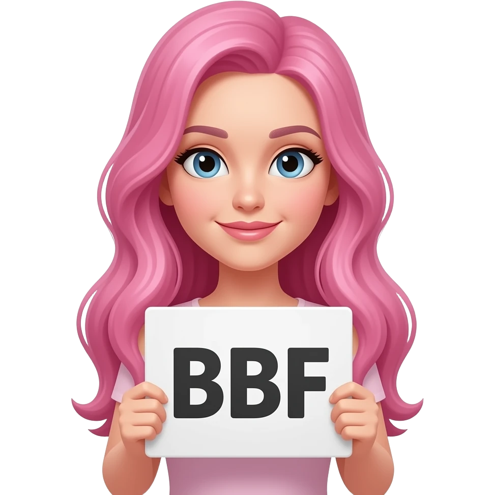sexy girl with long pink hair holding a BBF sign emoji