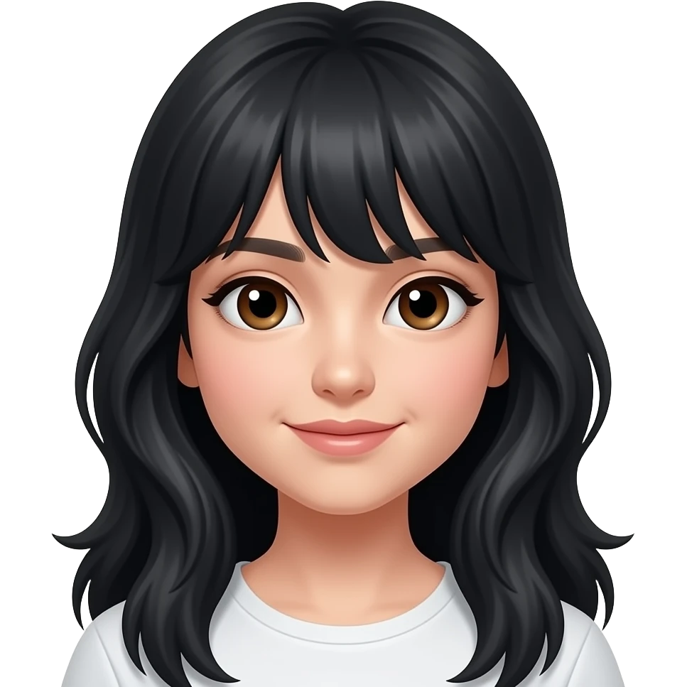 Long Black Hair, Brown eyes Girl emoji