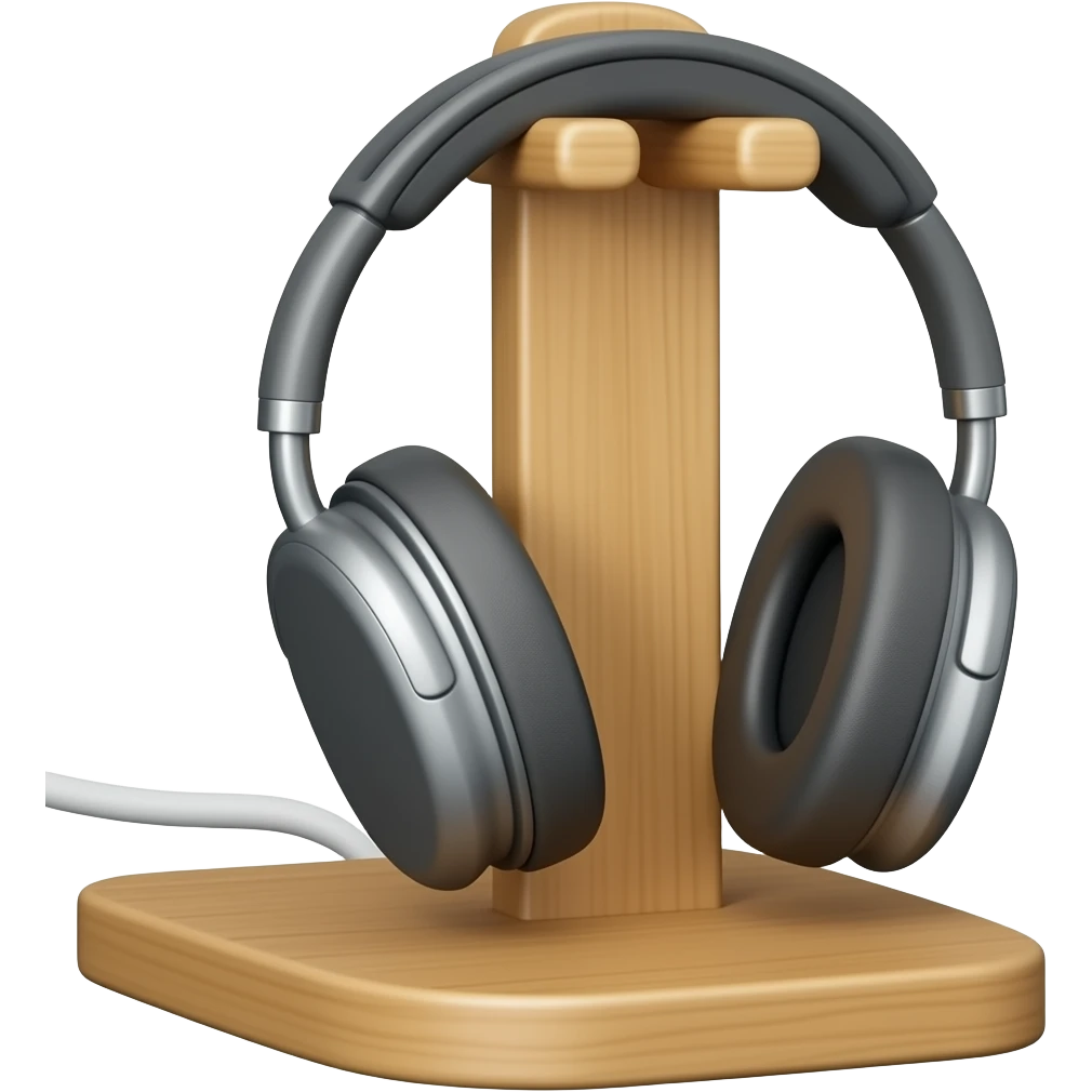 headphone on stand wood charge emoji