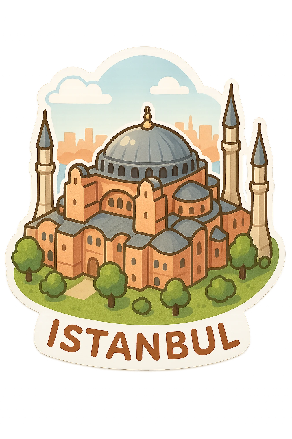 Isometric illustration of Istanbul, featuring photorealistic Hagia Sophia emoji