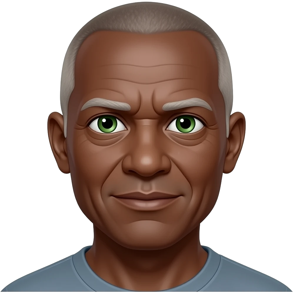 Older,bald,green eyes, go t, dark skinned emoji