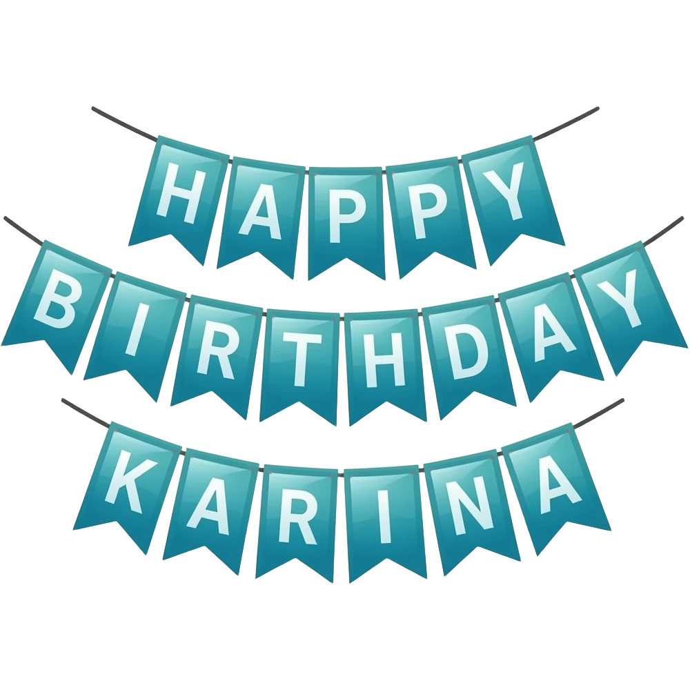blue green Party banners (“Happy Birthday Karina")inspired by Barbie colour palette emoji