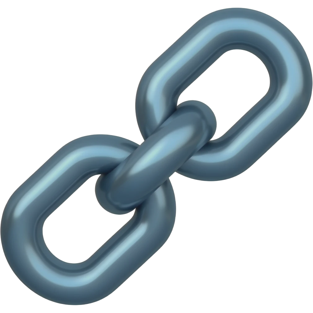 A sleek, metallic-looking link emoji in sky Deep blue. Futuristic style. emoji