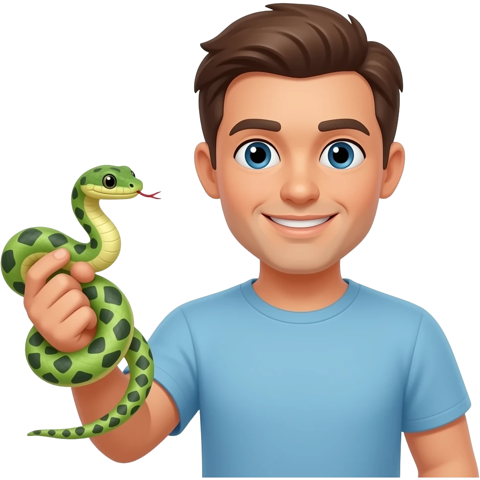 man holding Snake in hand, bust size emoji