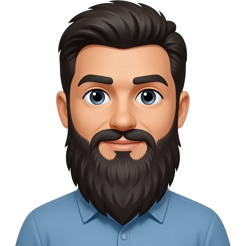 Change his beard to black. Keep everything else the same emoji