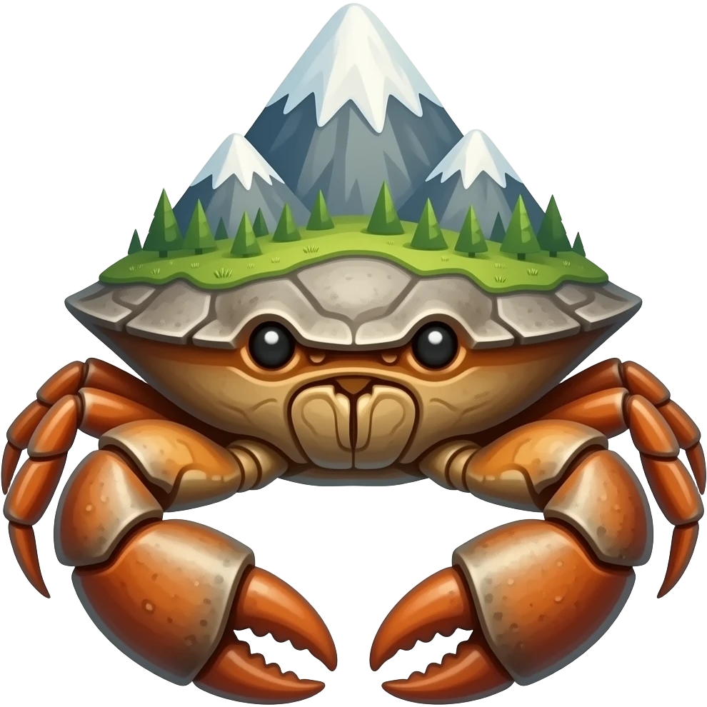 A big stone crab with a mountain on his back emoji