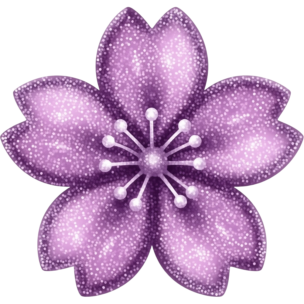 Stylized purple glitter cherry blossom flower (sakura) emoji
