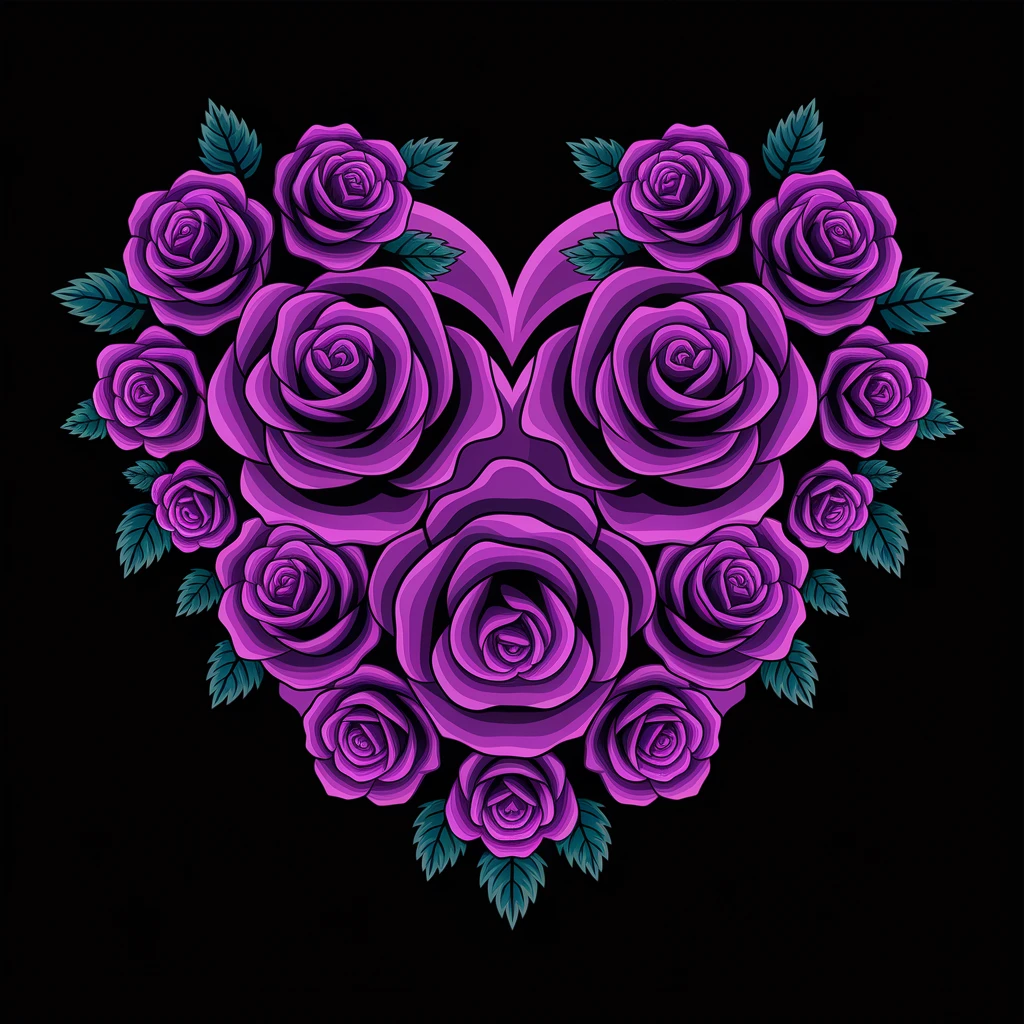 gothic heart with dark roses emoji