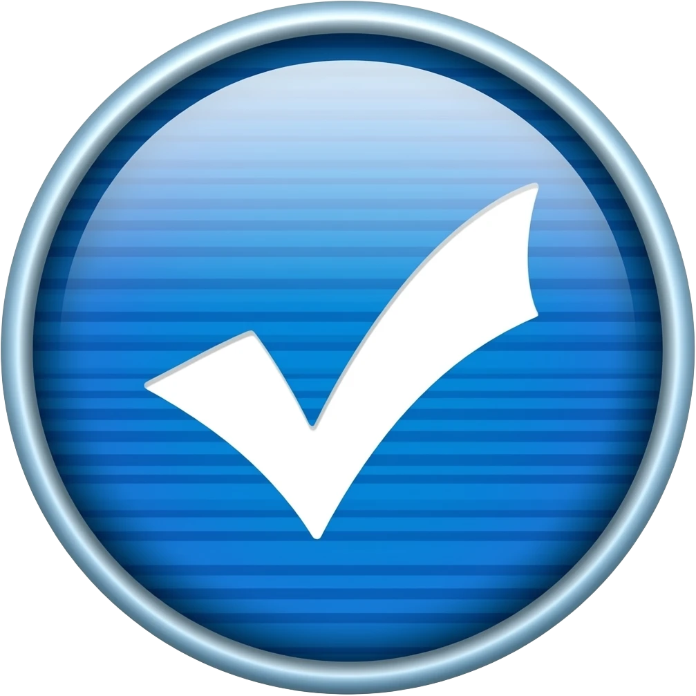 Белая галочка в синем ребристом круге emoji