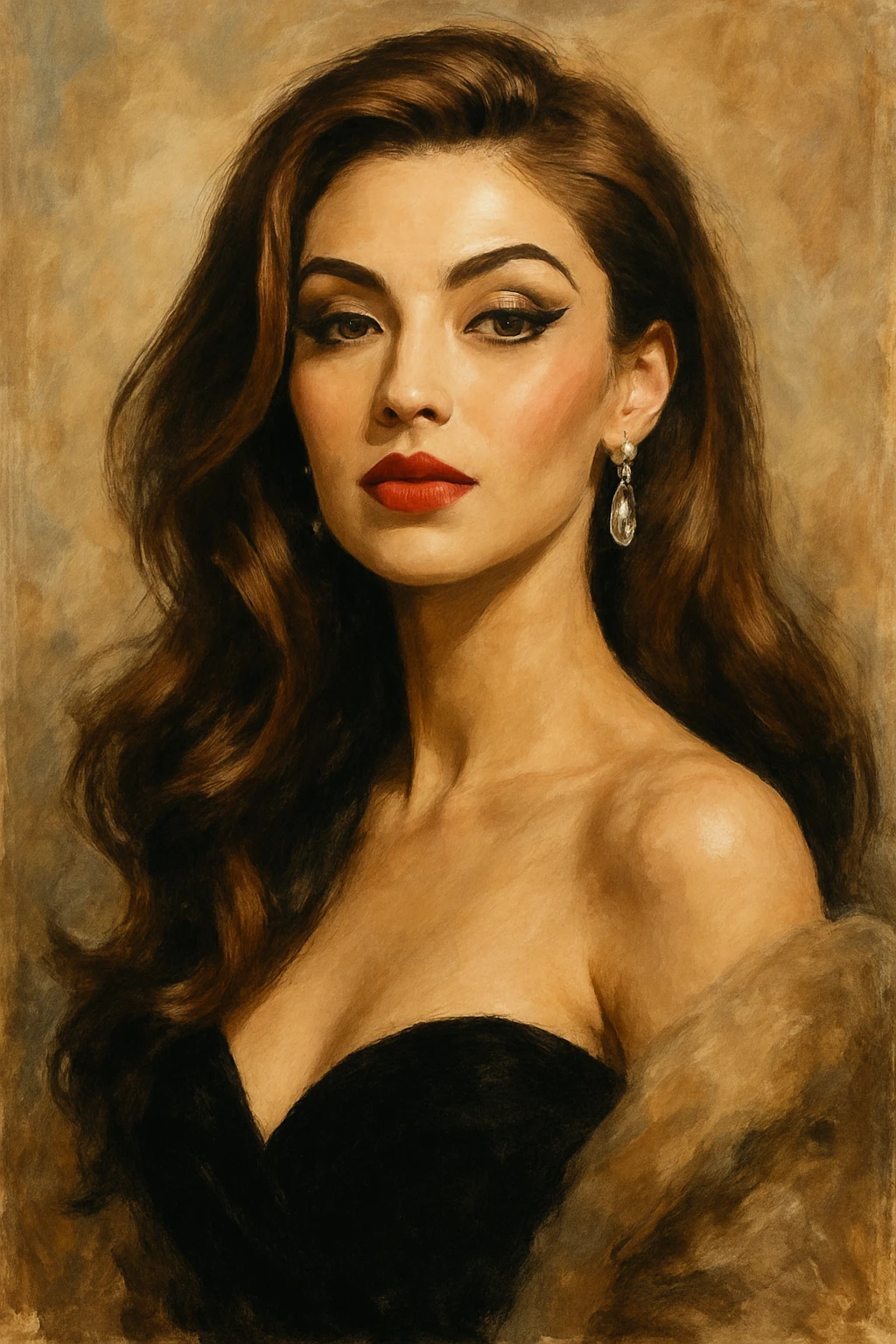 hot girl with big boobs, glamorous, long hair, bold makeup, elegant look emoji