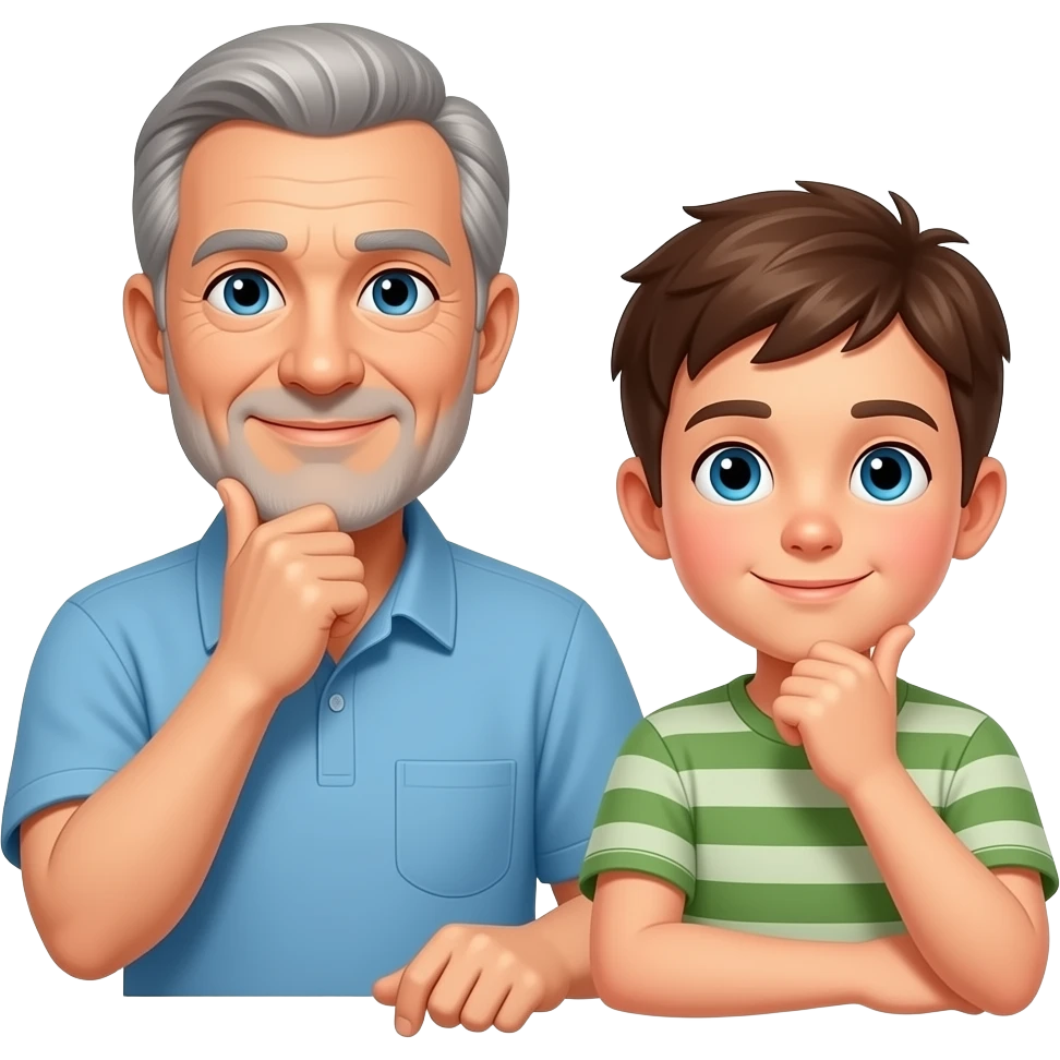 dad and adult  son thinking emoji