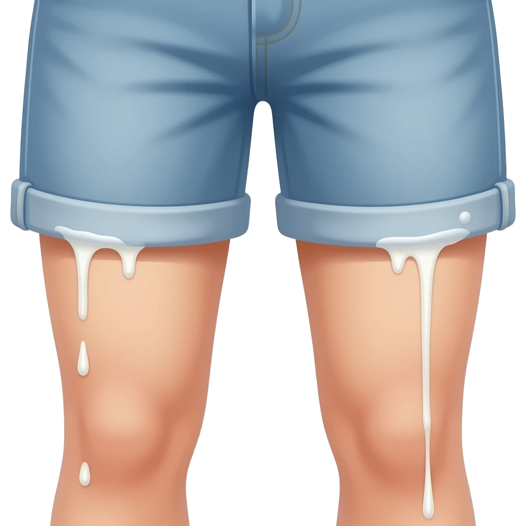 Dripping white juice between leg emoji