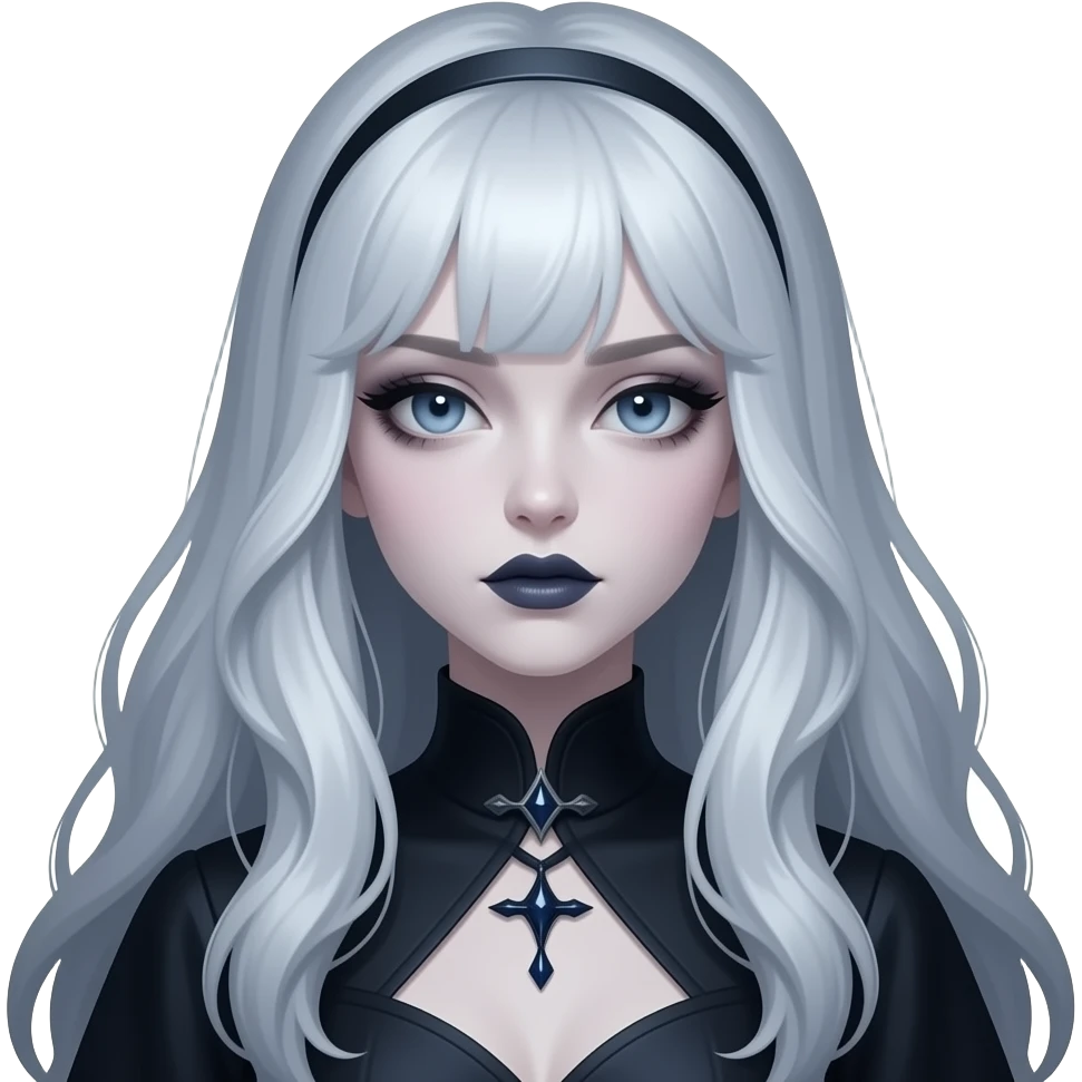 Beautiful spectral dark greyish-blue whitish gloomy gothic lady emoji