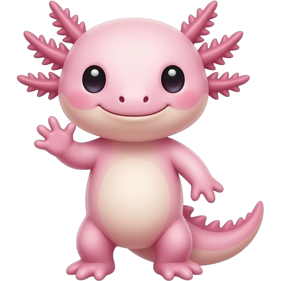 cute pink axolotl waving emoji