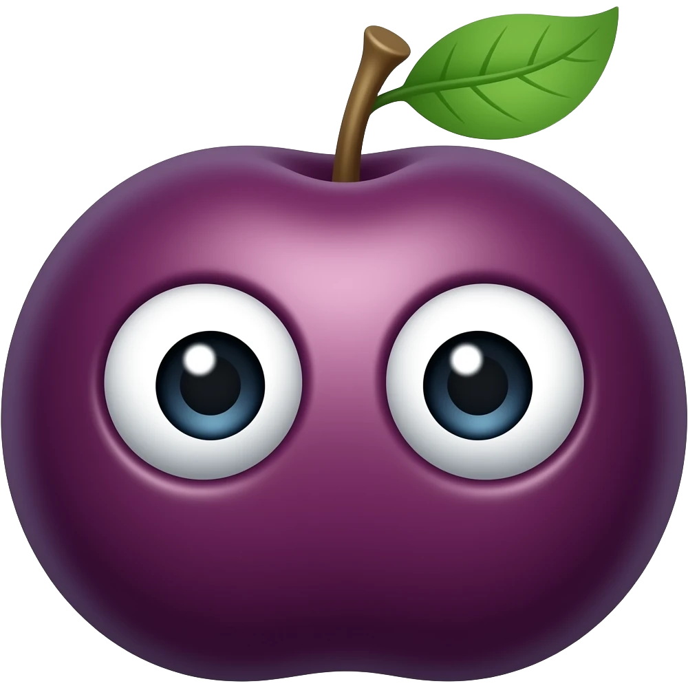 A plum in the shape of a bottom um with eyes emoji