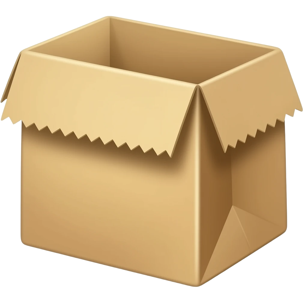 Brown paper bag with a serrated edge opend emoji