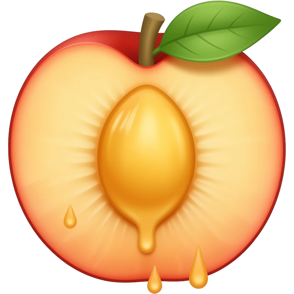 Juice dripping from inside a peach emoji