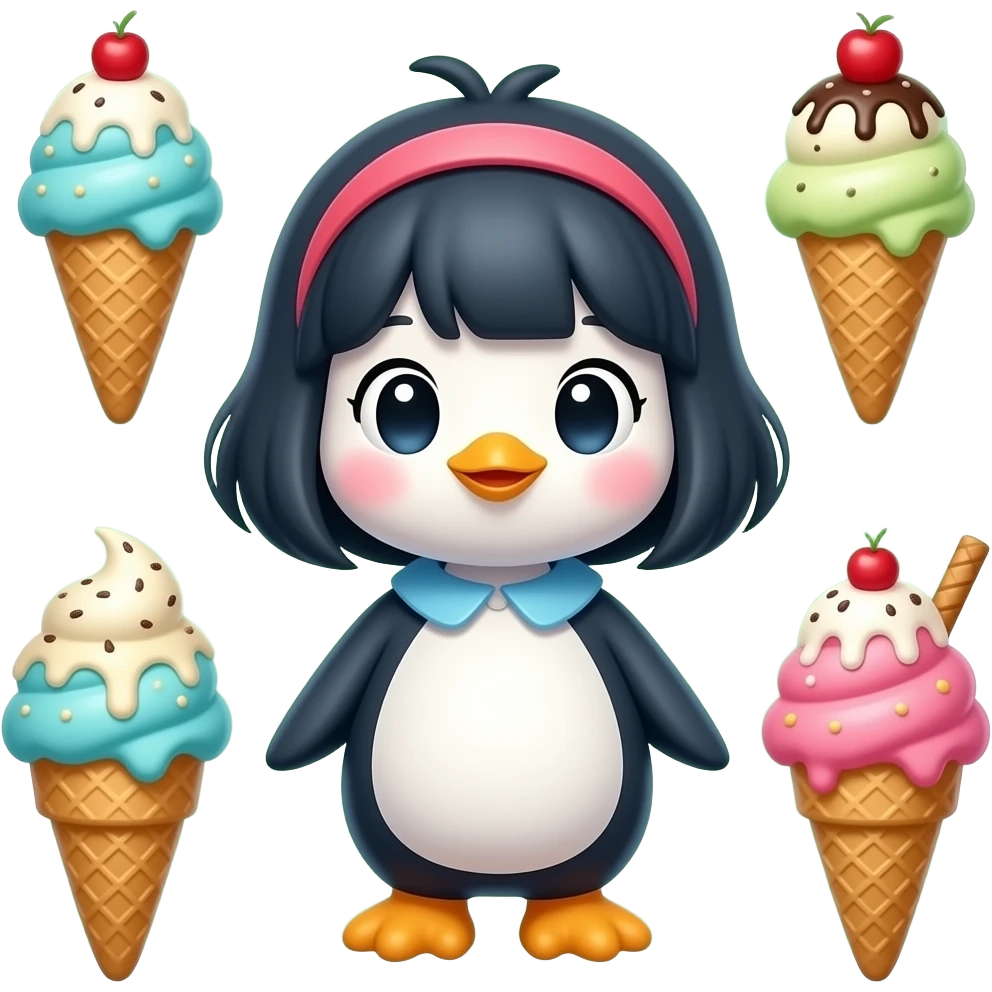A imagem mostra um vídeo no YouTube Shorts que apresenta um personagem estilo "garota-pinguim" fofo, associado ao meme "GuGuGaGa ice cream".     O vídeo utiliza o efeito "Tela verde" para colocar o personagem em um cenário [OCR]. O canal criador é "@jarwopeper" e emoji