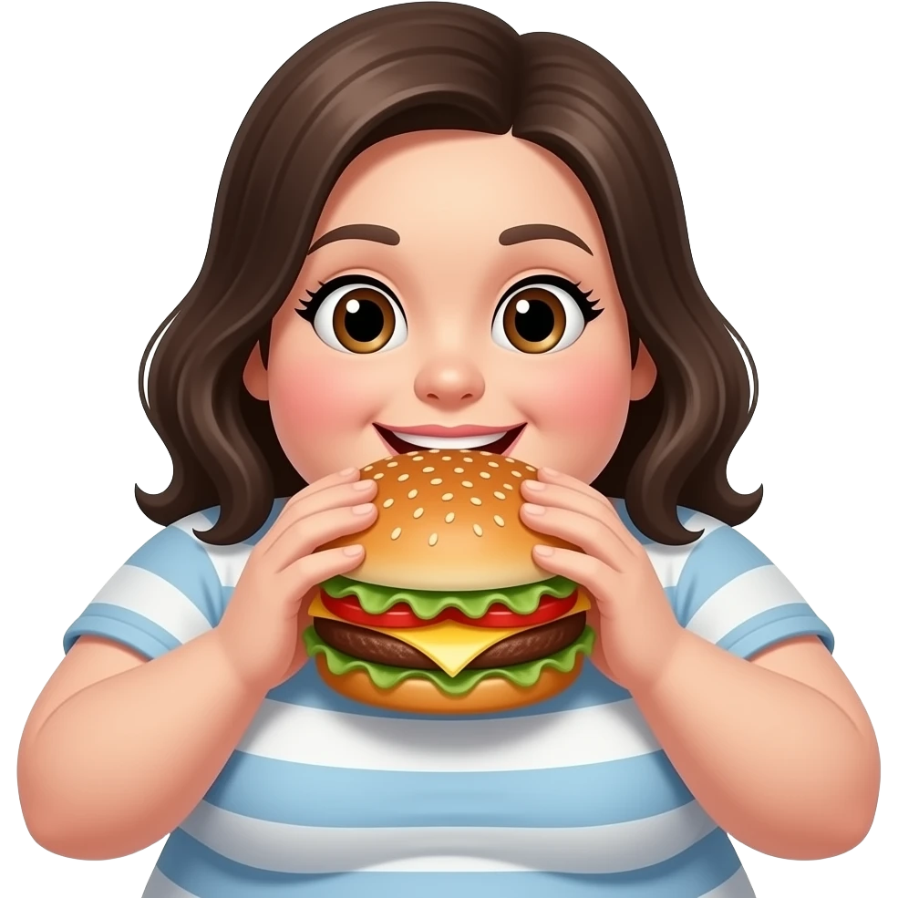 Fat Woman eating hamburger emoji