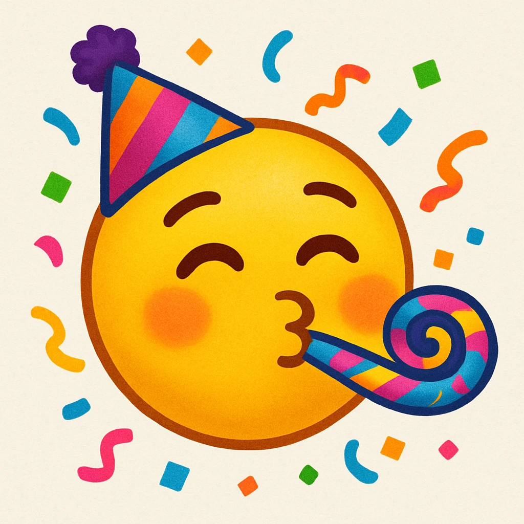 emoji with face with party horn and party hat emoji