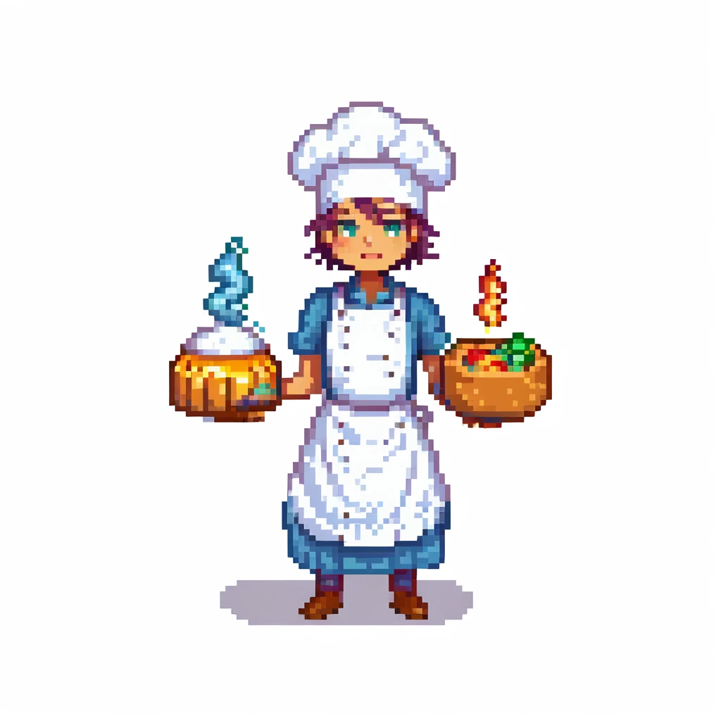 Portrait of a transcendent baker with shifting forms and layered outfits from different realities, glowing with epic energy, skeuomorphism style emoji