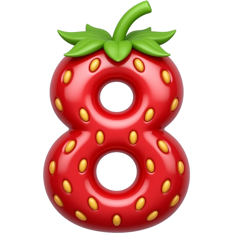 "number 8 strawberry style, colorful, simple background" emoji