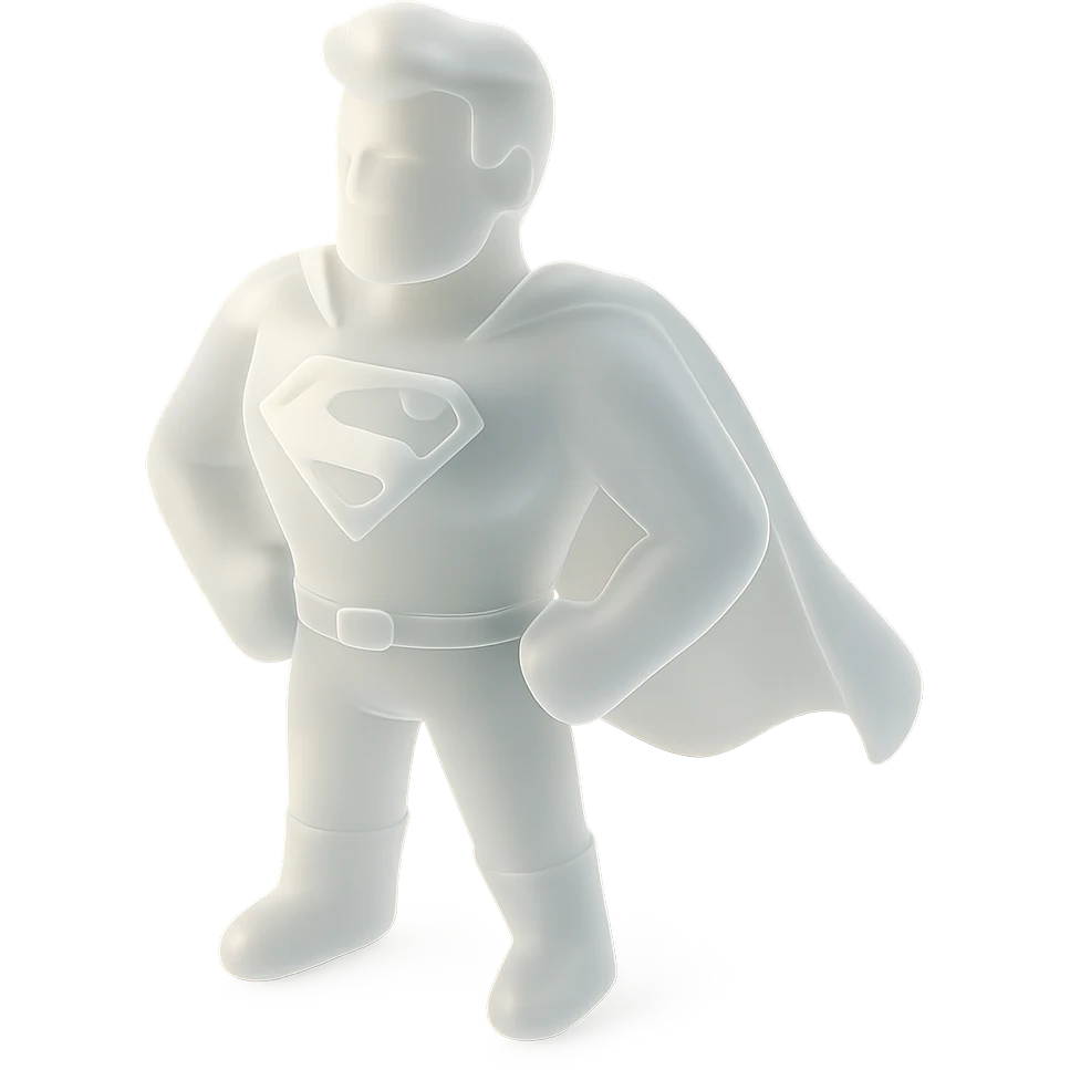 A superhero in the style of a matte glass emoji