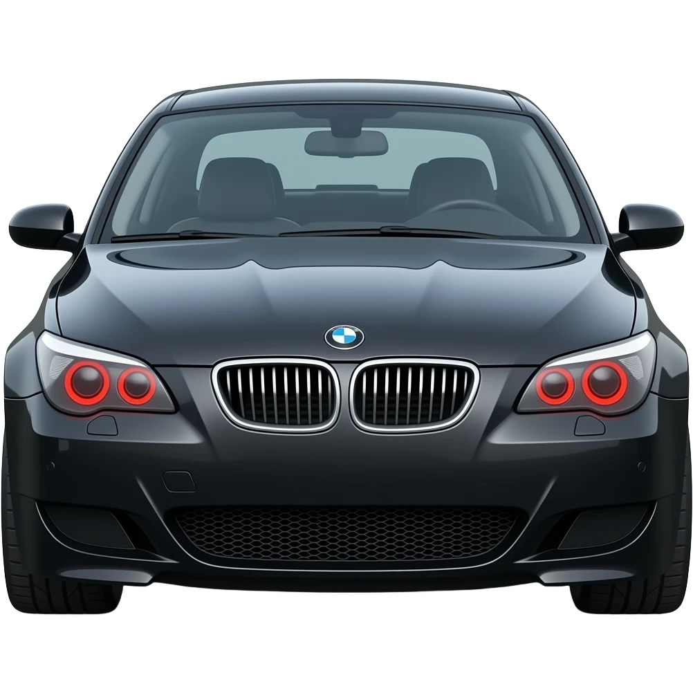 Black BMW E60 with red eyes emoji