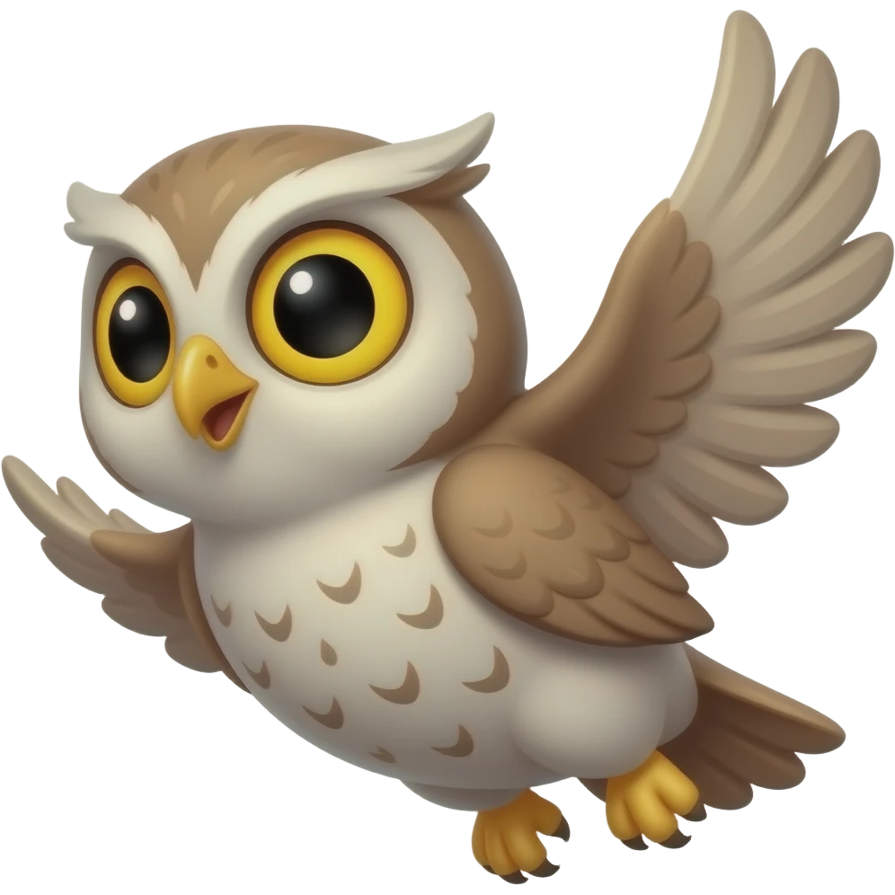 Cartoon owl flying emoji