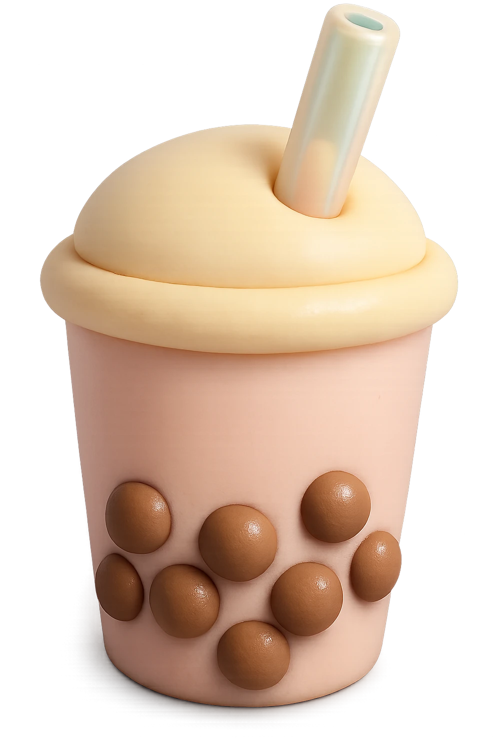 pastel bubble tea with tapioca pearls and a straw emoji
