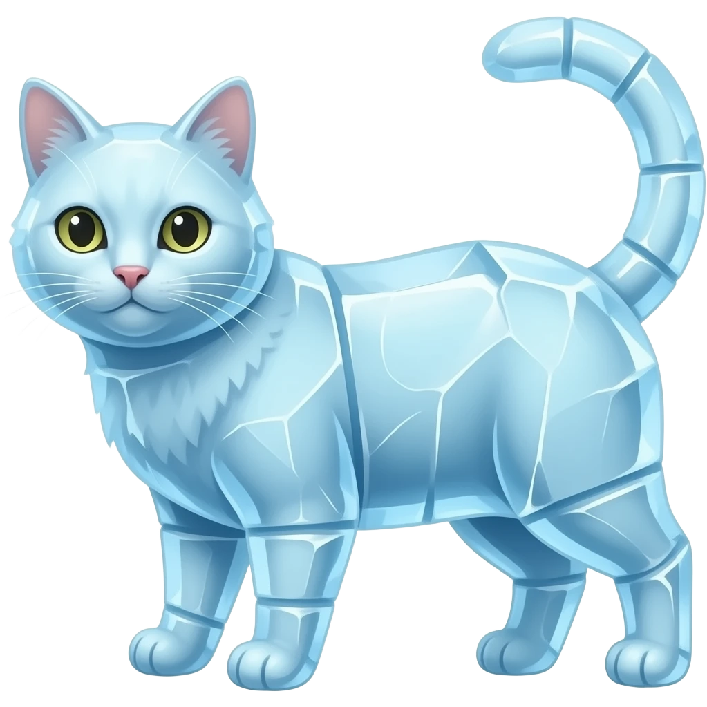 frozen frozen cat frozen  head frozen in a huge thick coat of ice body frozen in a  huge thin  coat of ice arms frozen in a huge thick coat of ice legs frozen in a huge thick coat of ice tail frozen in a huge thick coat of ice  face frozen in a thick coat of ice emoji