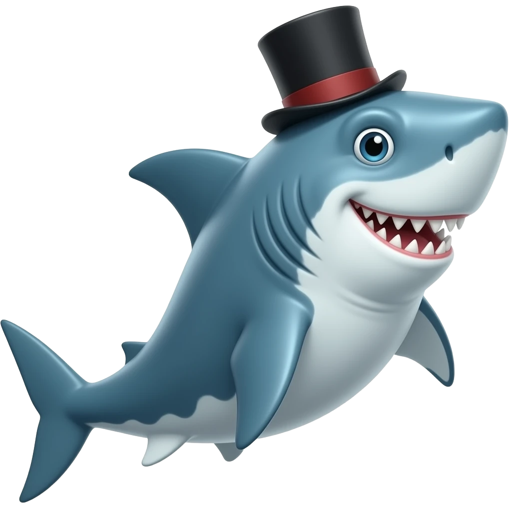 Shark with a top hat emoji