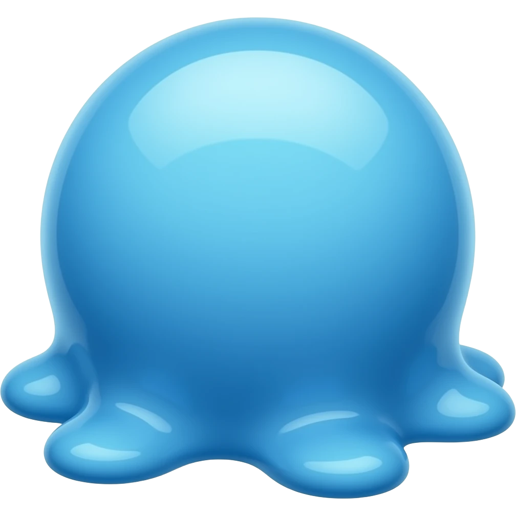 Ein blauer und sehr runder Schleim aus einem Anime emoji