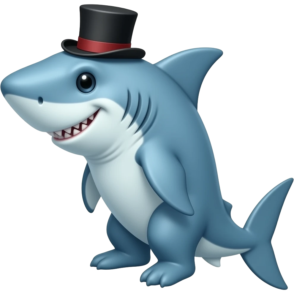 Shark with a top hat emoji
