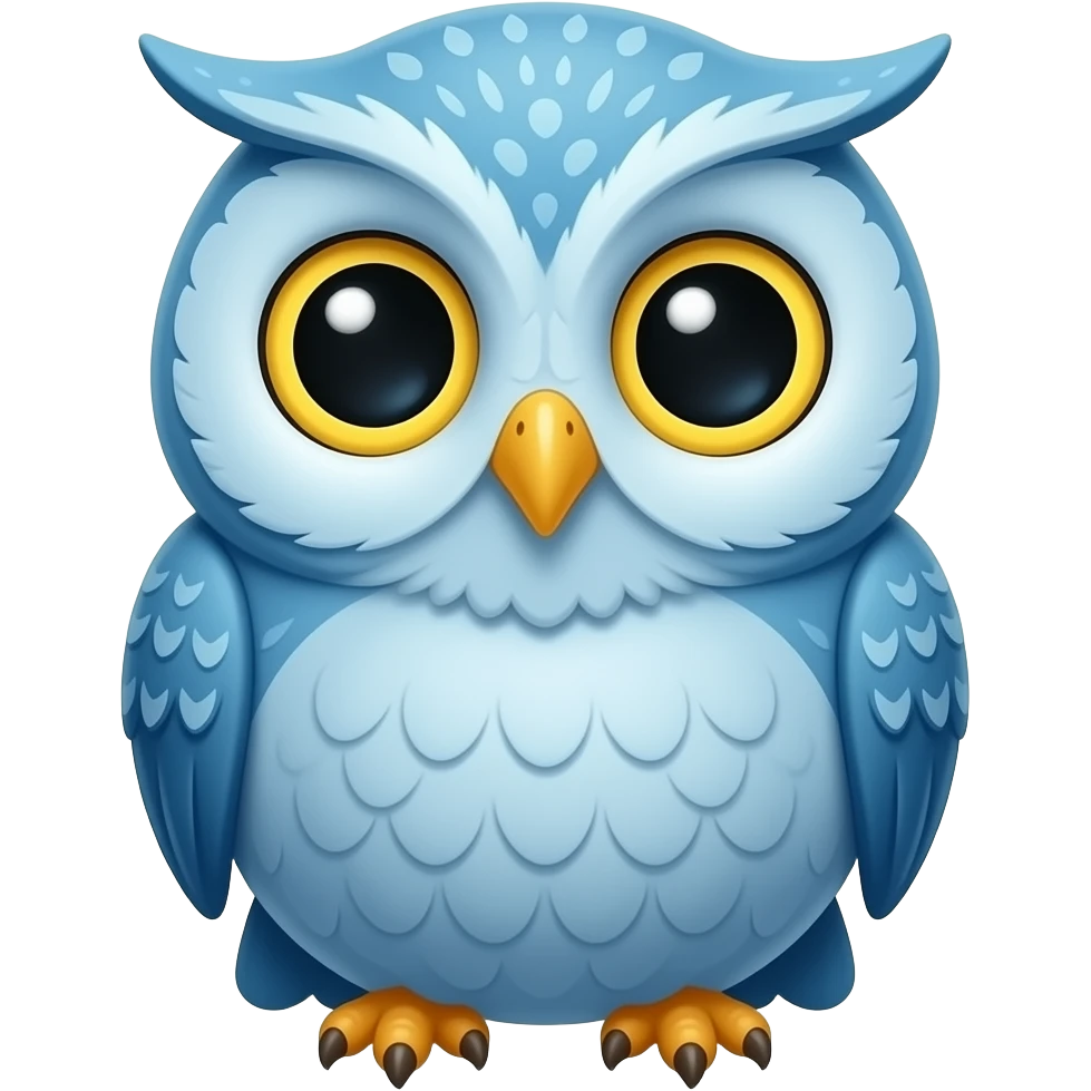 a cute, detailed blue owl emoji