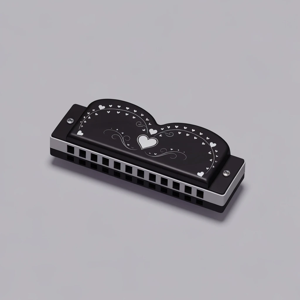 goth heart harmonica, cute, expressive, minimal emoji