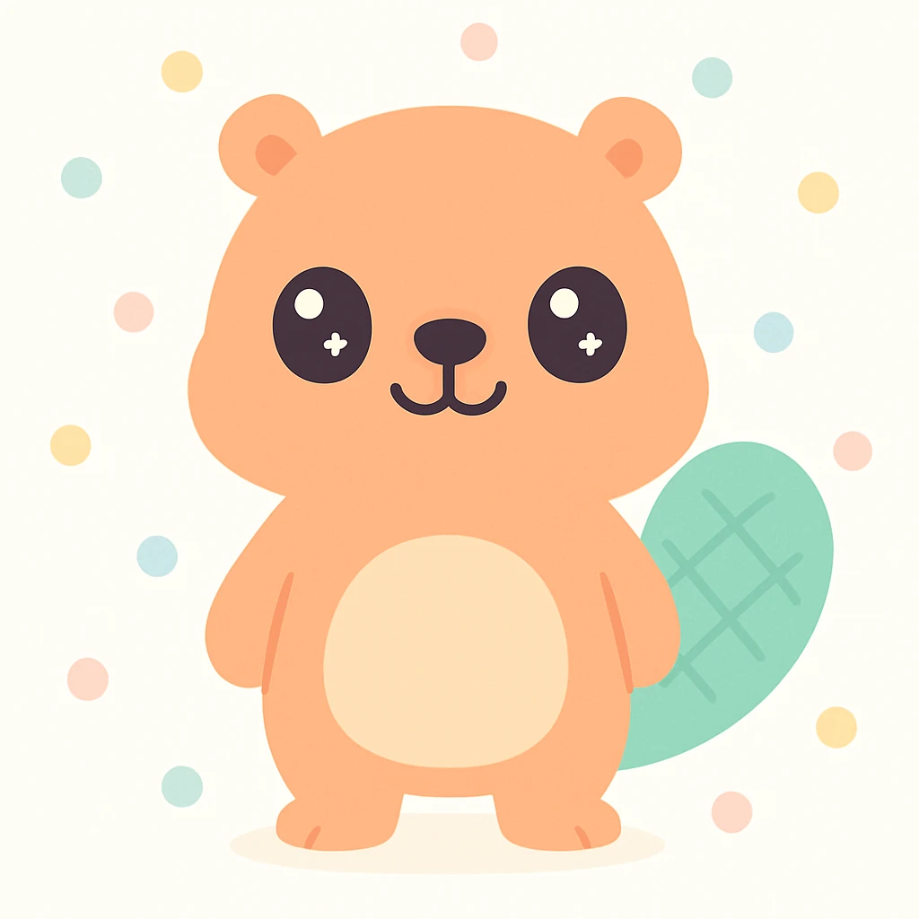 cute beaver standing, big eyes, soft colors, simple background emoji