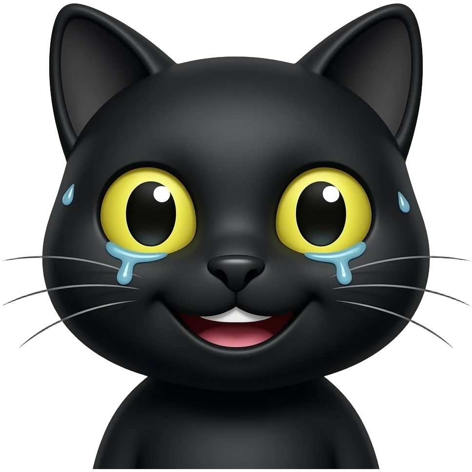 Black cat smile sweat face emoji