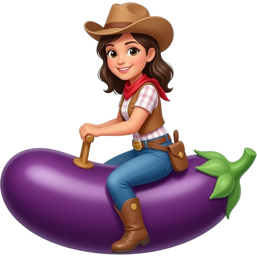 Brunette Latina riding like a cowgirl on a eggplant see saw emoji