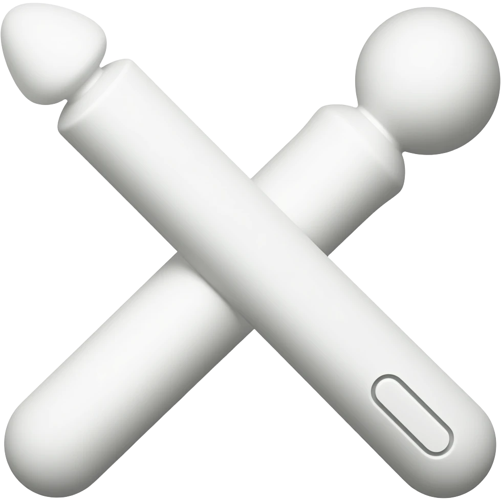 a female intimate vibrator in the form of a stick with a round, slightly elongated attachment on the wire, vibrating, white, with an on/off button emoji