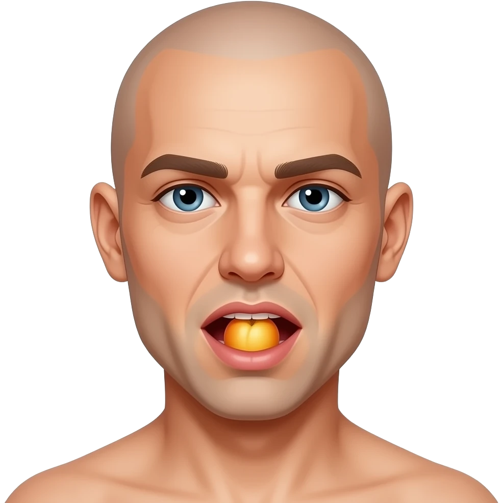 Bald man licking 🍑 sexily emoji