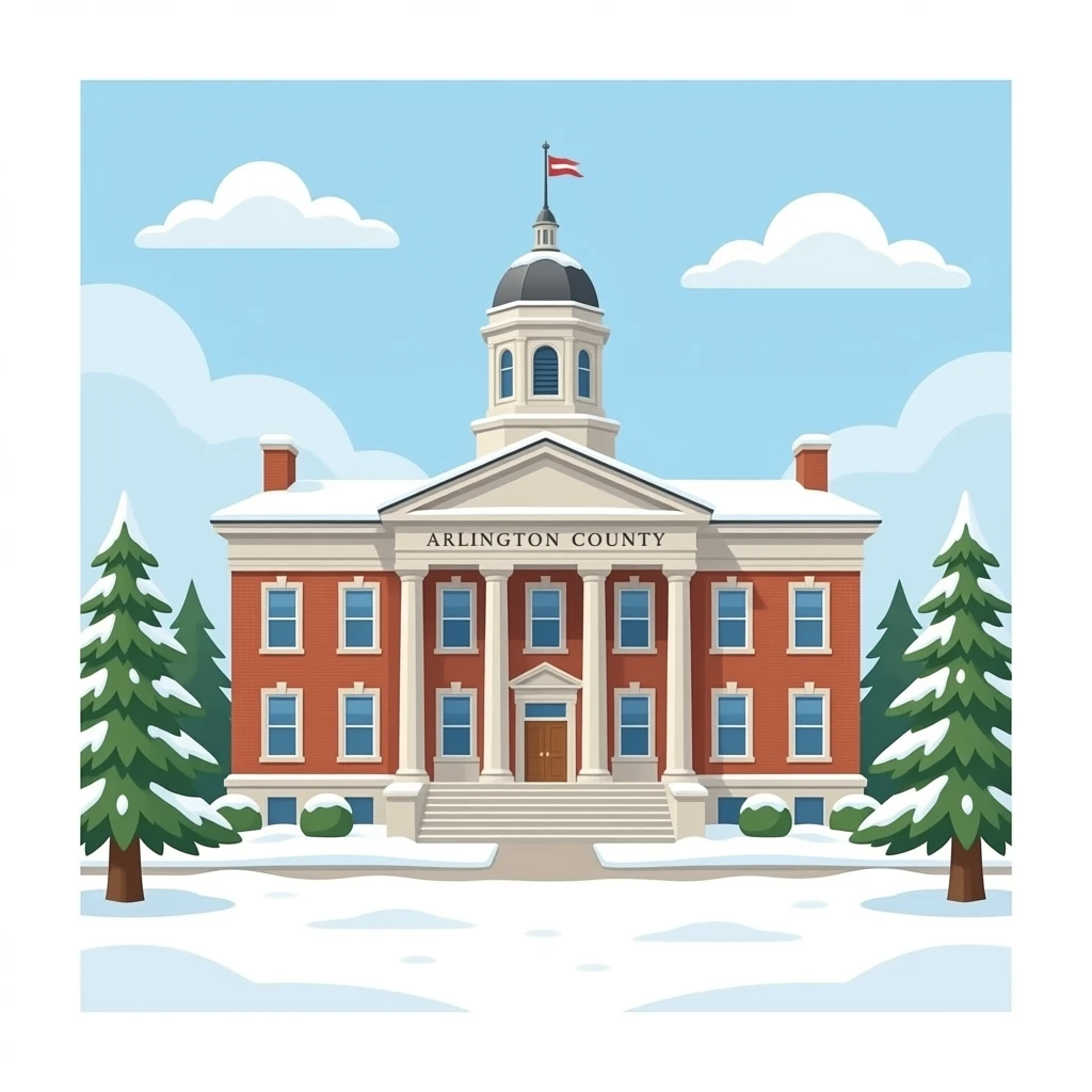 winter snow around arlington county courthouse emoji
