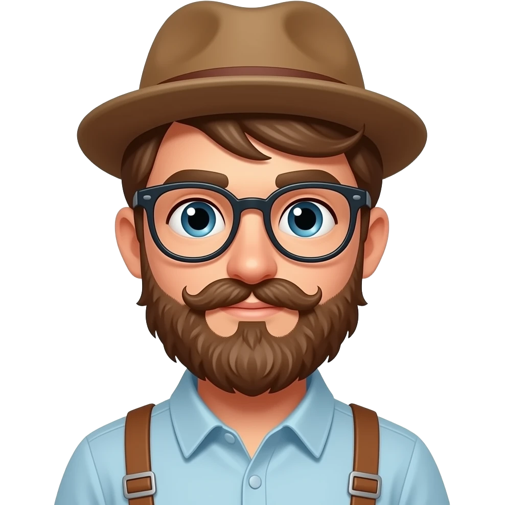 hipster with like maybe a man bun or that combover thing, possibly even a stupid hipster hat, definitely suspenders, stupid glasses, maybe a beard, maybe just a curly mustache, but even if there’s a beard, make sure there’s a curly mustache, nonnegotiables: curly mustache, suspenders and glasses emoji